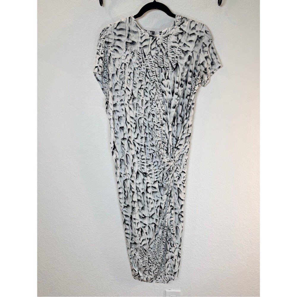 Helmut Lang Strata Twist-Front Jersey Knit Midi Dress in Abstract Animal size S